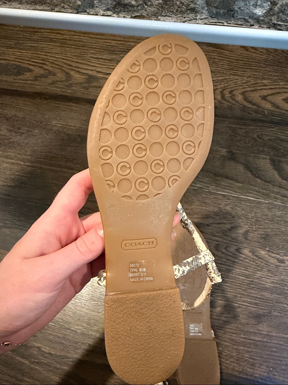 Coach Beige Tan Braided Leather Thong Sandals - Picture 2 of 2